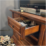 Drawer interaction: when open a light turns on to see the contents